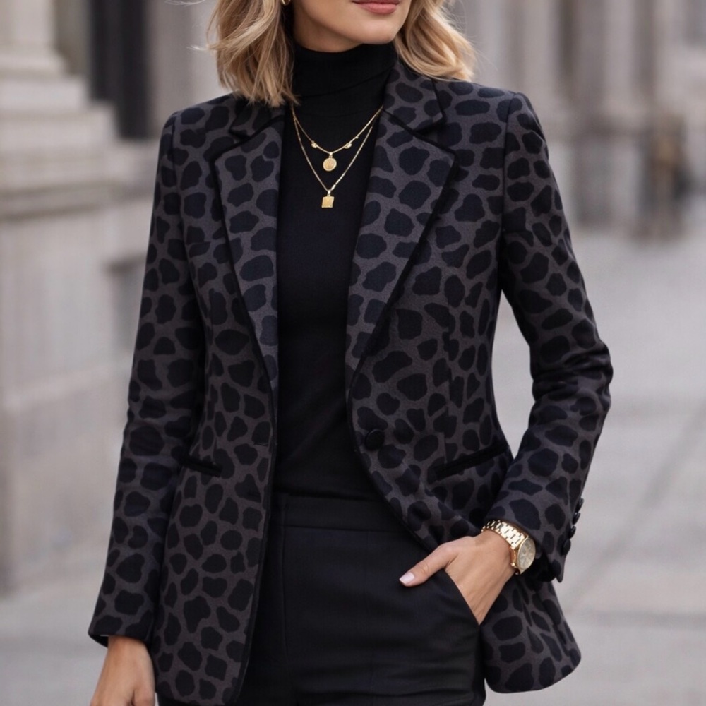 Phillip Lim Black and Gray Leopard Blazer size XS/0